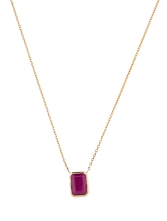 Jewelmak 14K Ruby Pendant Necklace
