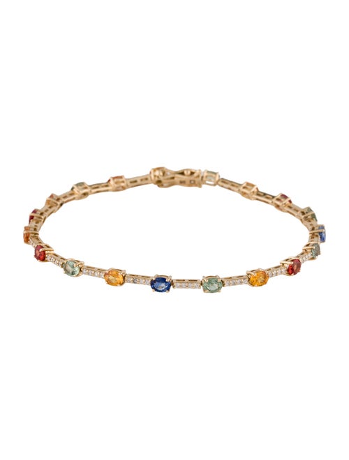 Jewelmak 14K 3.02ctw Sapphire & Diamond Link Bracelet