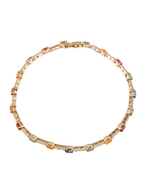 Jewelmak 14K 3.02ctw Sapphire & Diamond Link Bracelet