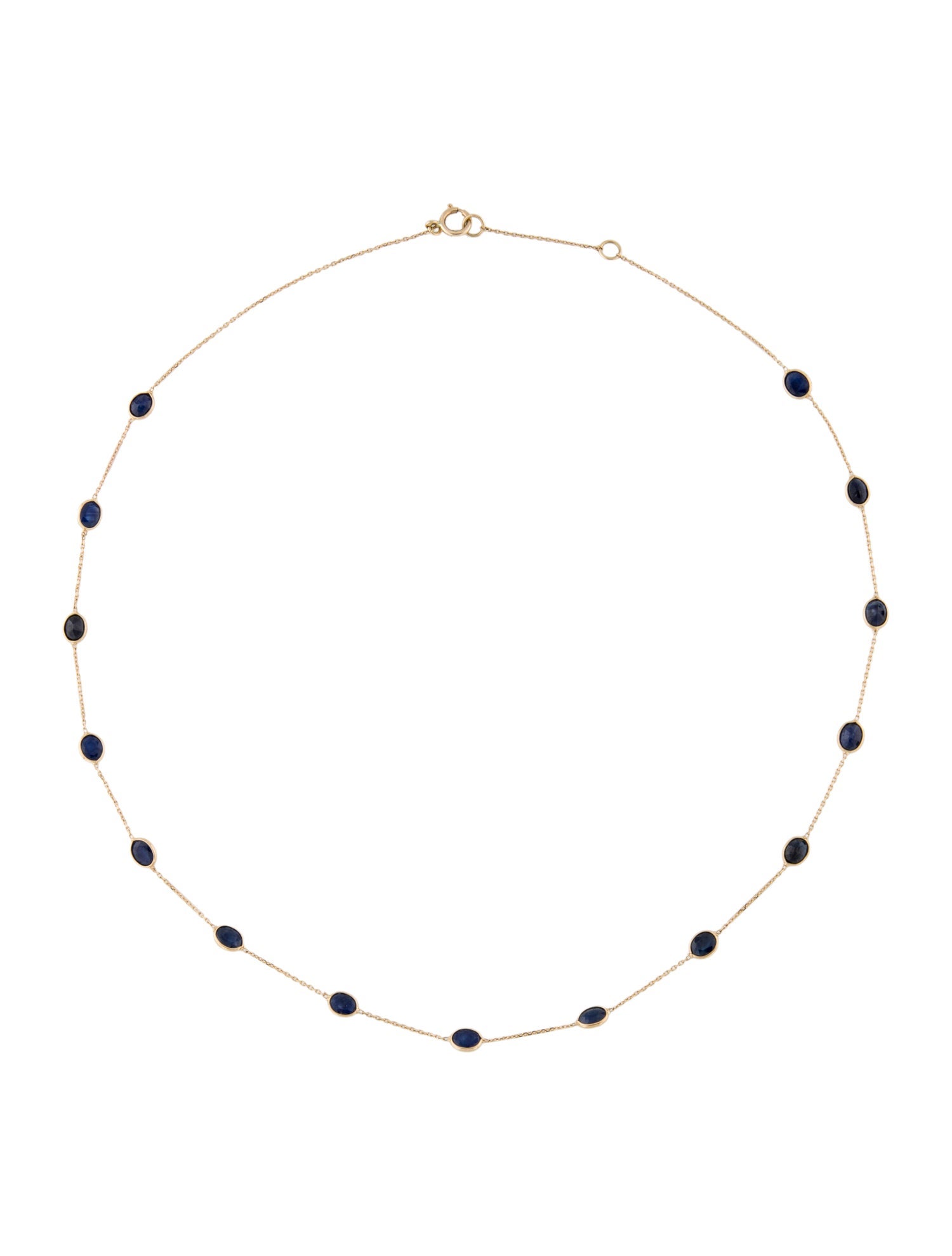 Jewelmak 18K 5.90ctw Sapphire Station Necklace