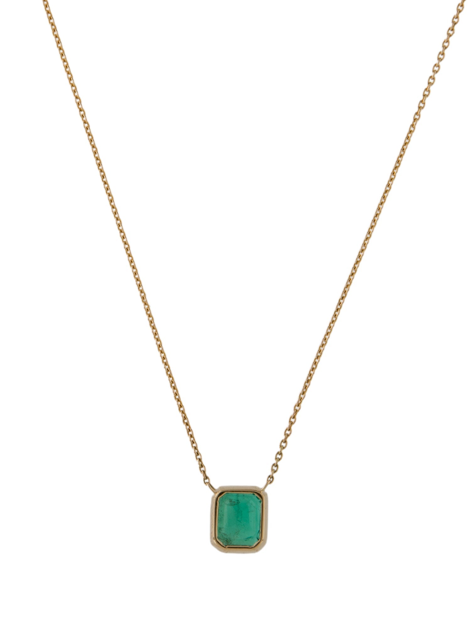 Jewelmak 14K Emerald Pendant Necklace