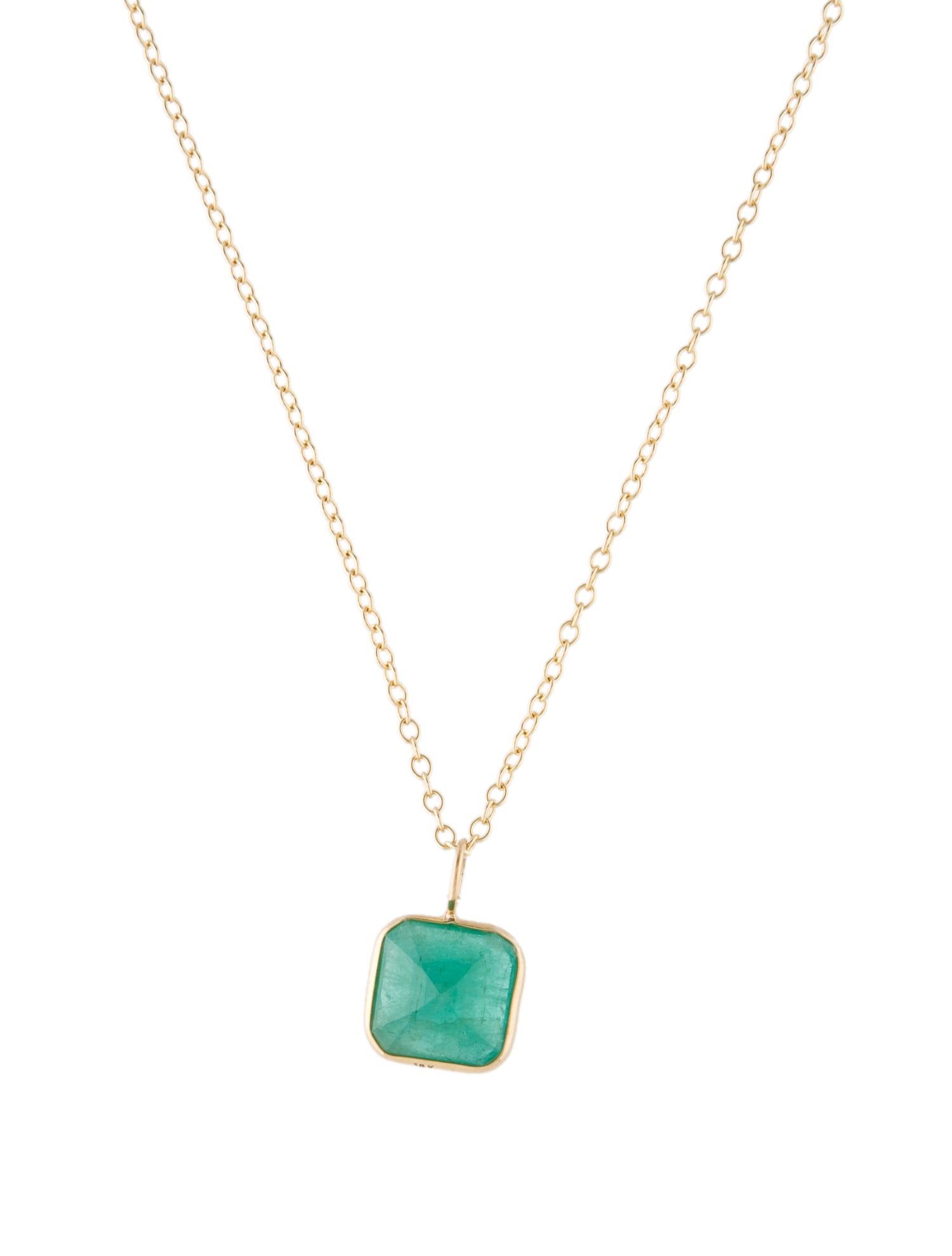 Jewelmak 18K 2.20ct Emerald Pendant Necklace
