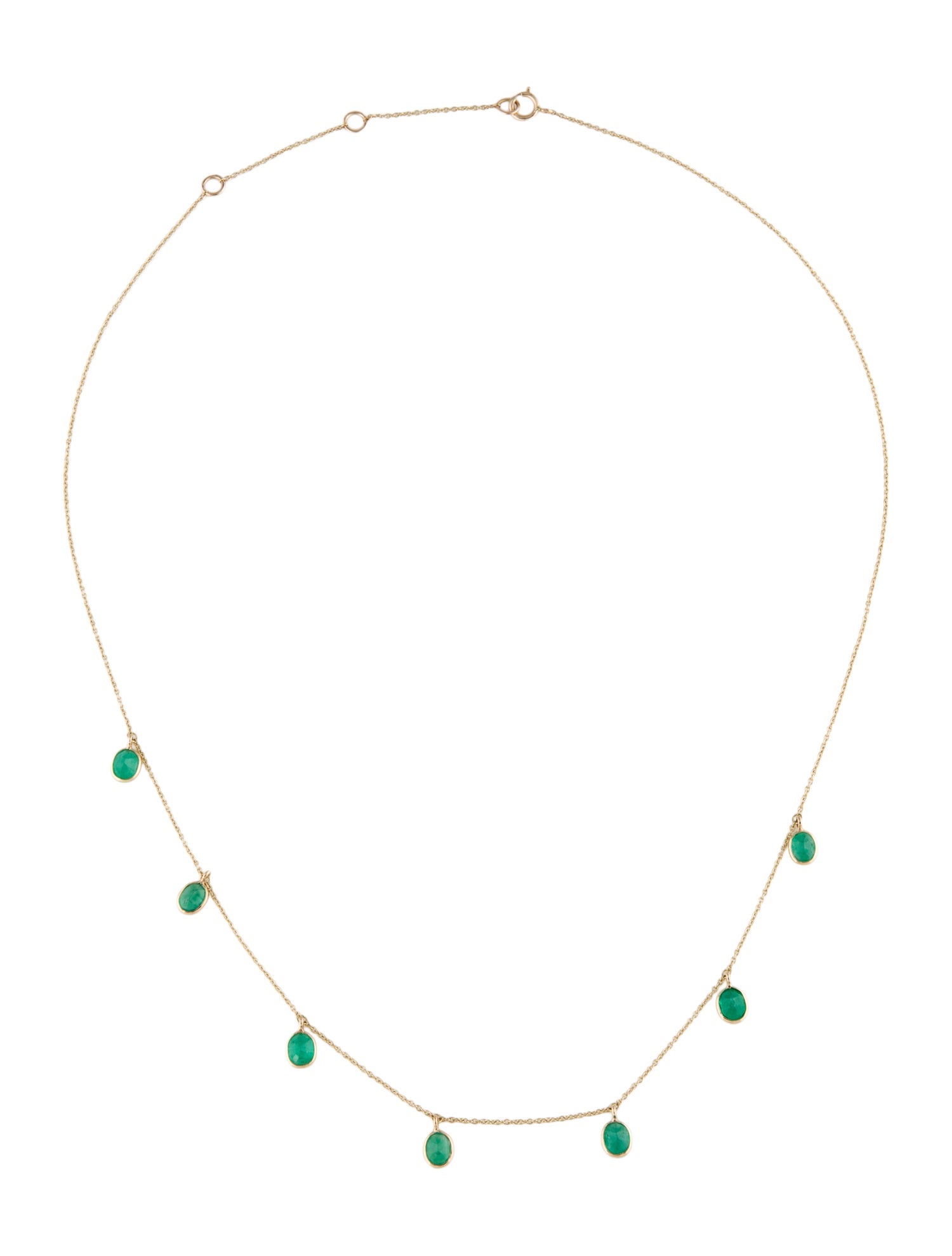 Jewelmak 14K 2.39ctw Emerald Station Necklace