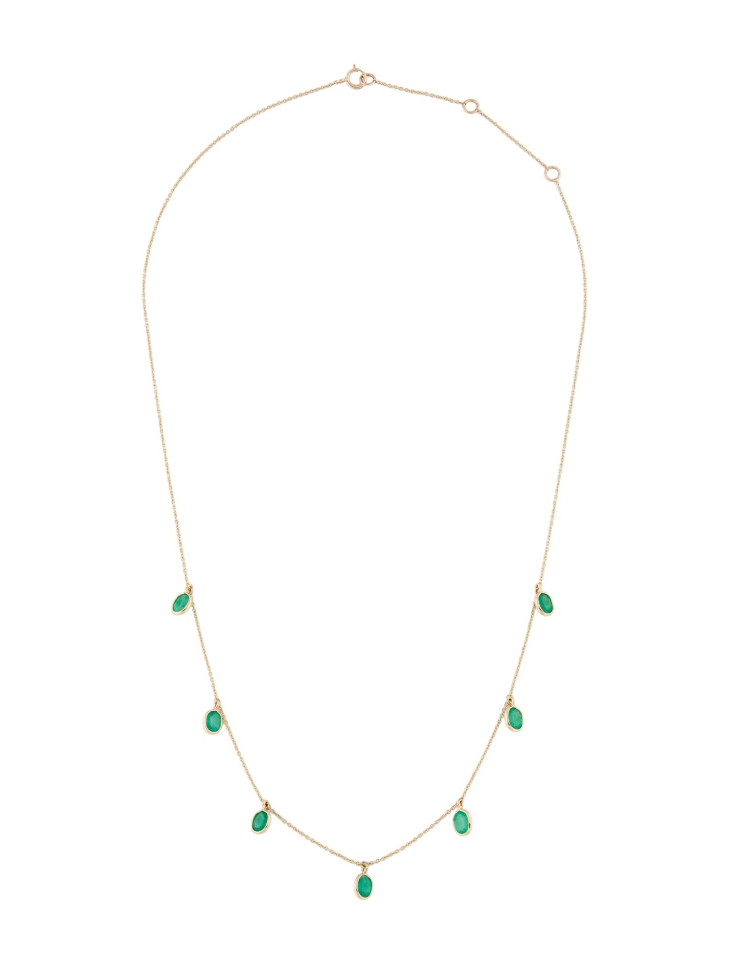 Jewelmak 14K 1.66ctw Emerald Station Necklace