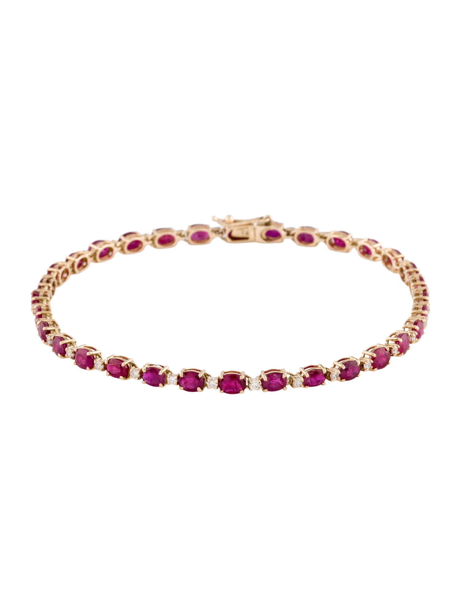 Jewelmak 14K 4.92ctw Ruby & Diamond Link Bracelet