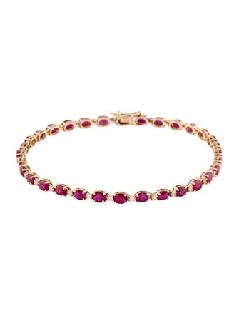 Jewelmak 14K 4.92ctw Ruby & Diamond Link Bracelet