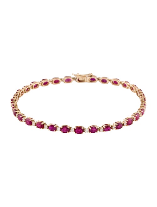 Jewelmak 14K 4.92ctw Ruby & Diamond Link Bracelet