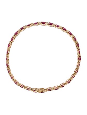 Jewelmak 14K 4.92ctw Ruby & Diamond Link Bracelet