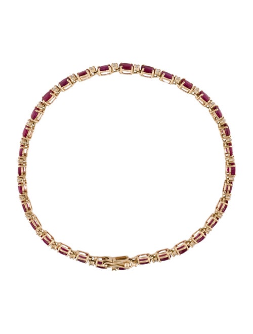 Jewelmak 14K 4.92ctw Ruby & Diamond Link Bracelet