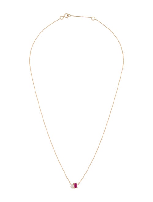 Jewelmak 14K Ruby & Diamond Two-Stone Pendant Necklace
