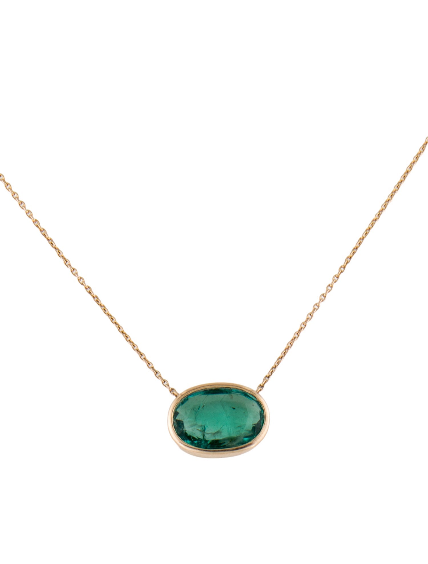 Jewelmak 14K 2.19ct Emerald Pendant Necklace