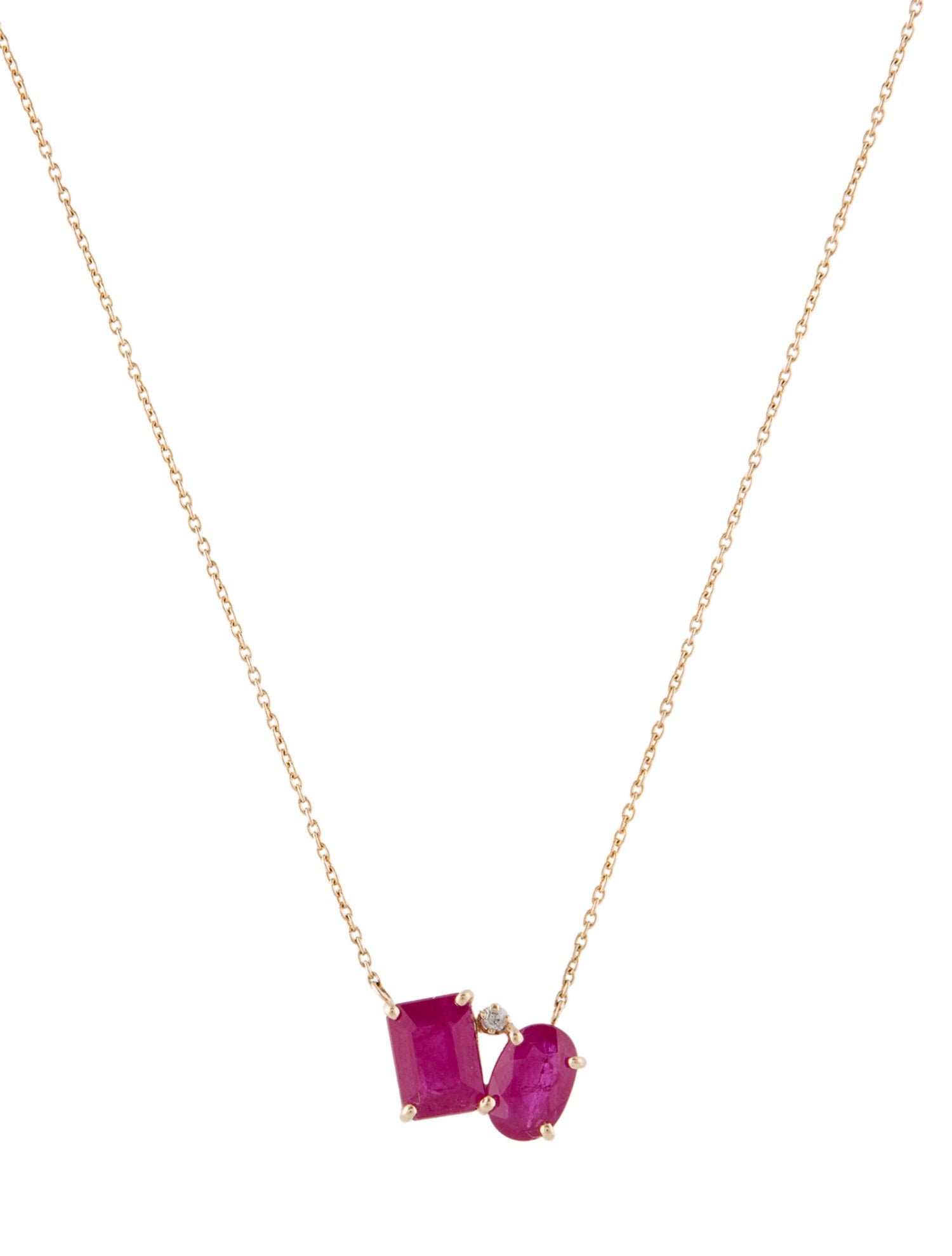 Jewelmak 14K 2.06ctw Ruby & Diamond Pendant Necklace