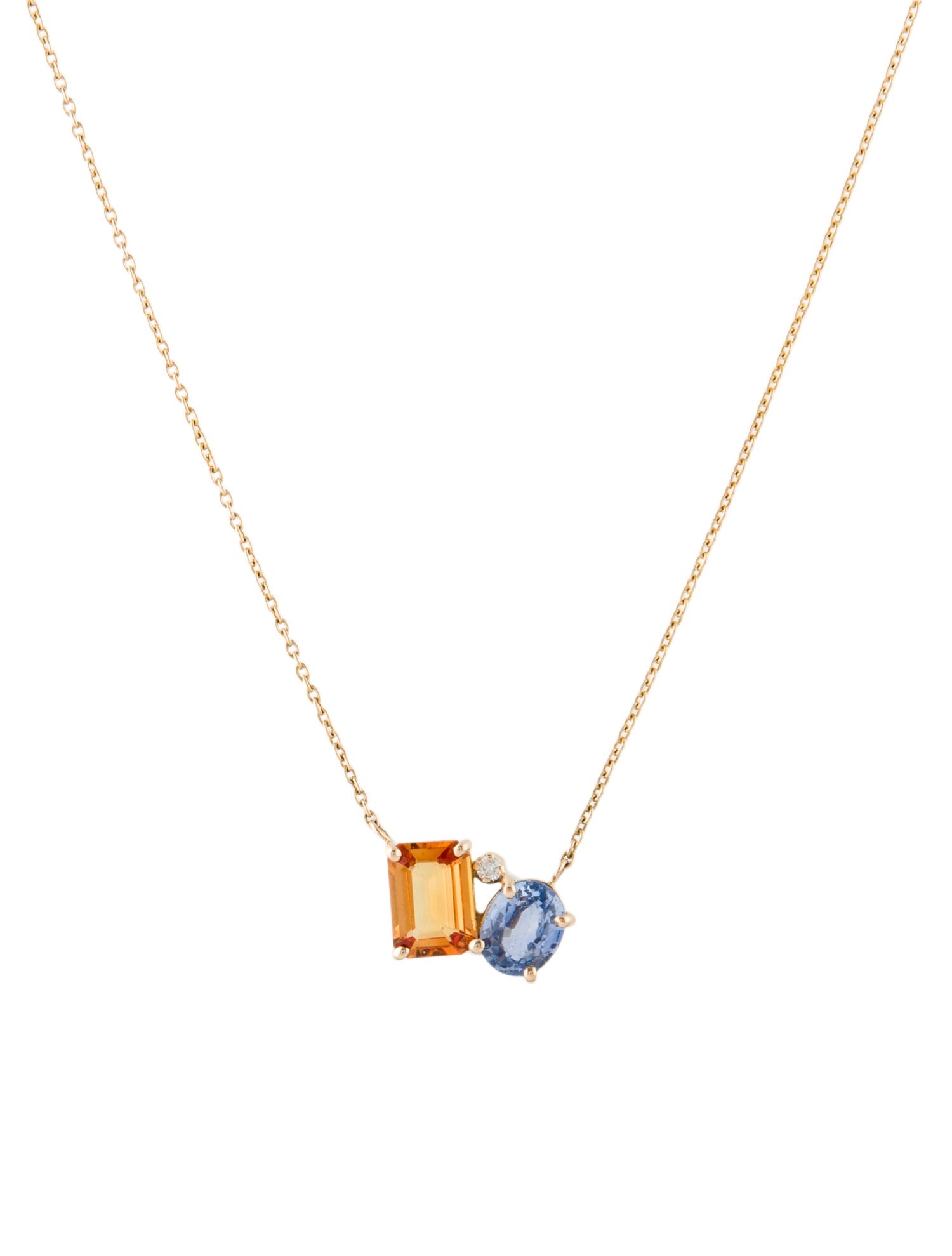 Jewelmak 14K Sapphire & Diamond Pendant Necklace