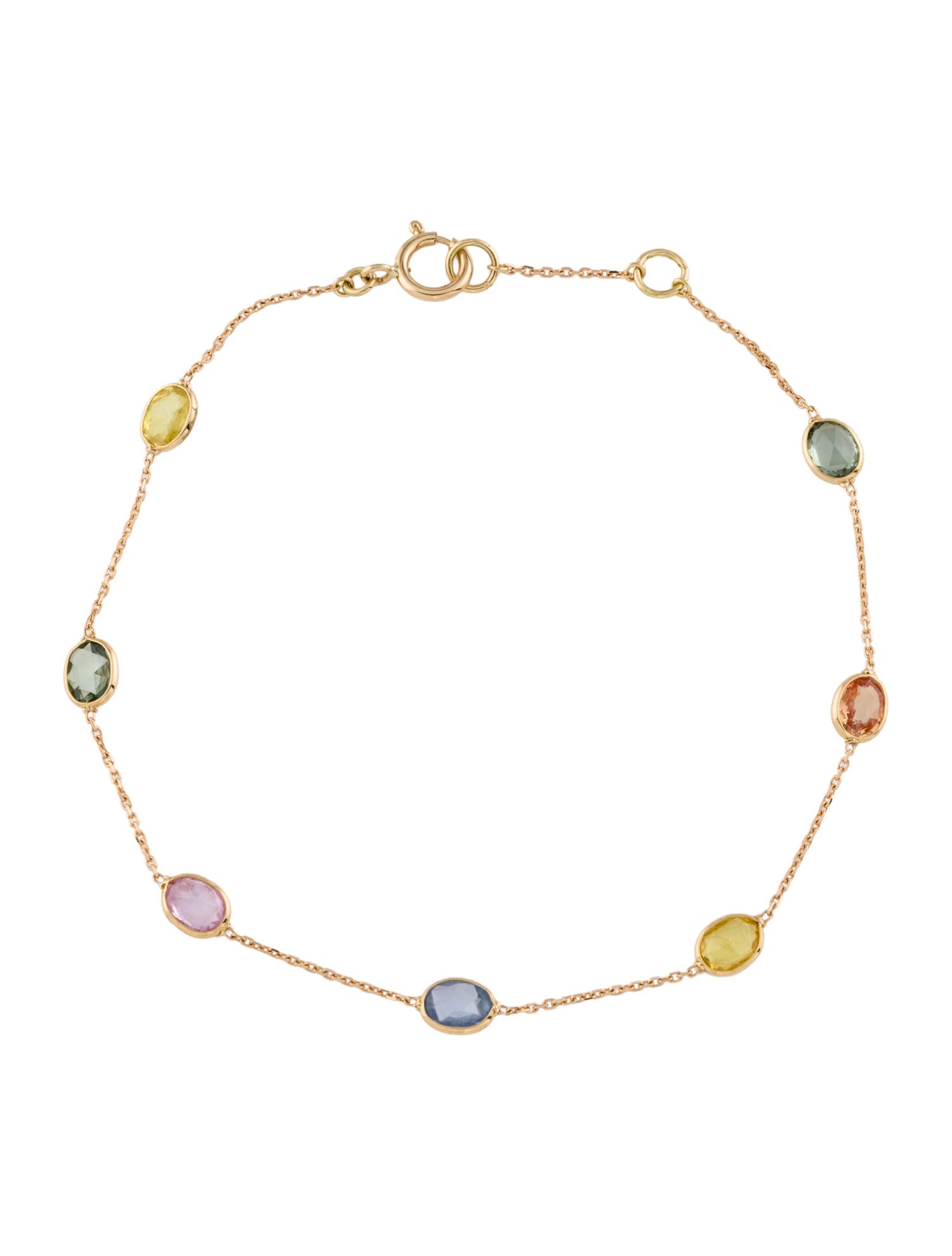 Jewelmak 18K 2.40ctw Sapphire Station Bracelet