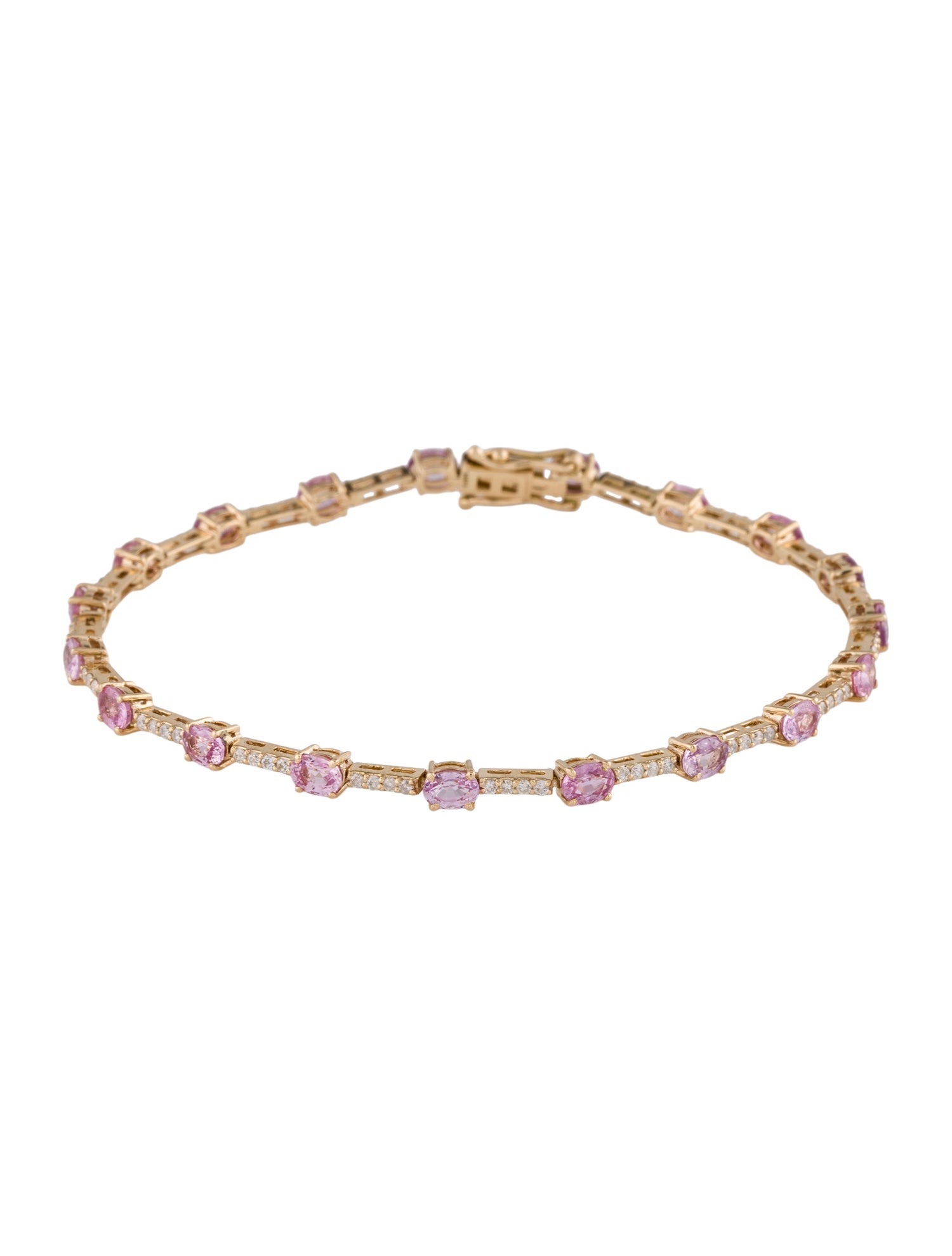 Jewelmak 14K 3.02ctw Sapphire & Diamond Link Bracelet