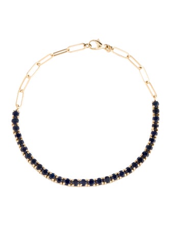 Jewelmak 14K 4.00ctw Sapphire Adjustable Link Bracelet