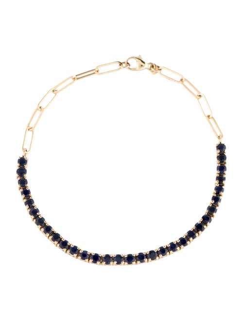 Jewelmak 14K 4.00ctw Sapphire Adjustable Link Bracelet