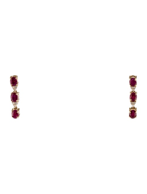 Jewelmak 14K Ruby & Diamond Drop Earrings