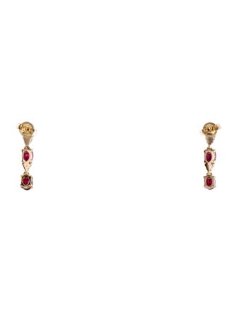 Jewelmak 14K Ruby & Diamond Drop Earrings