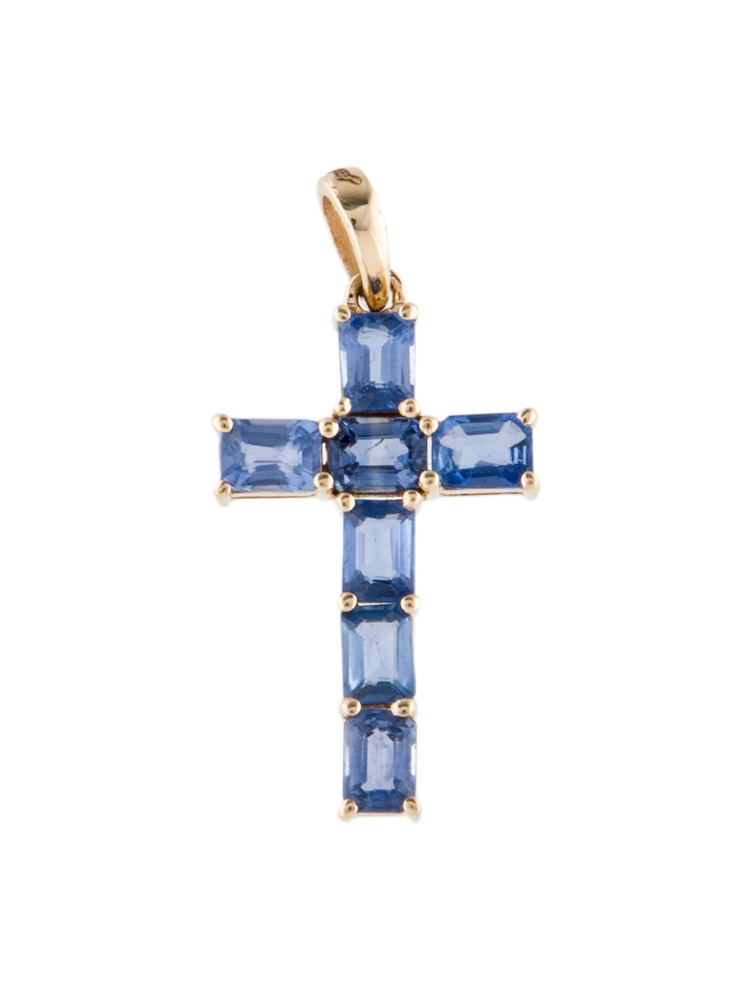 Jewelmak 14K Sapphire Cross Pendant