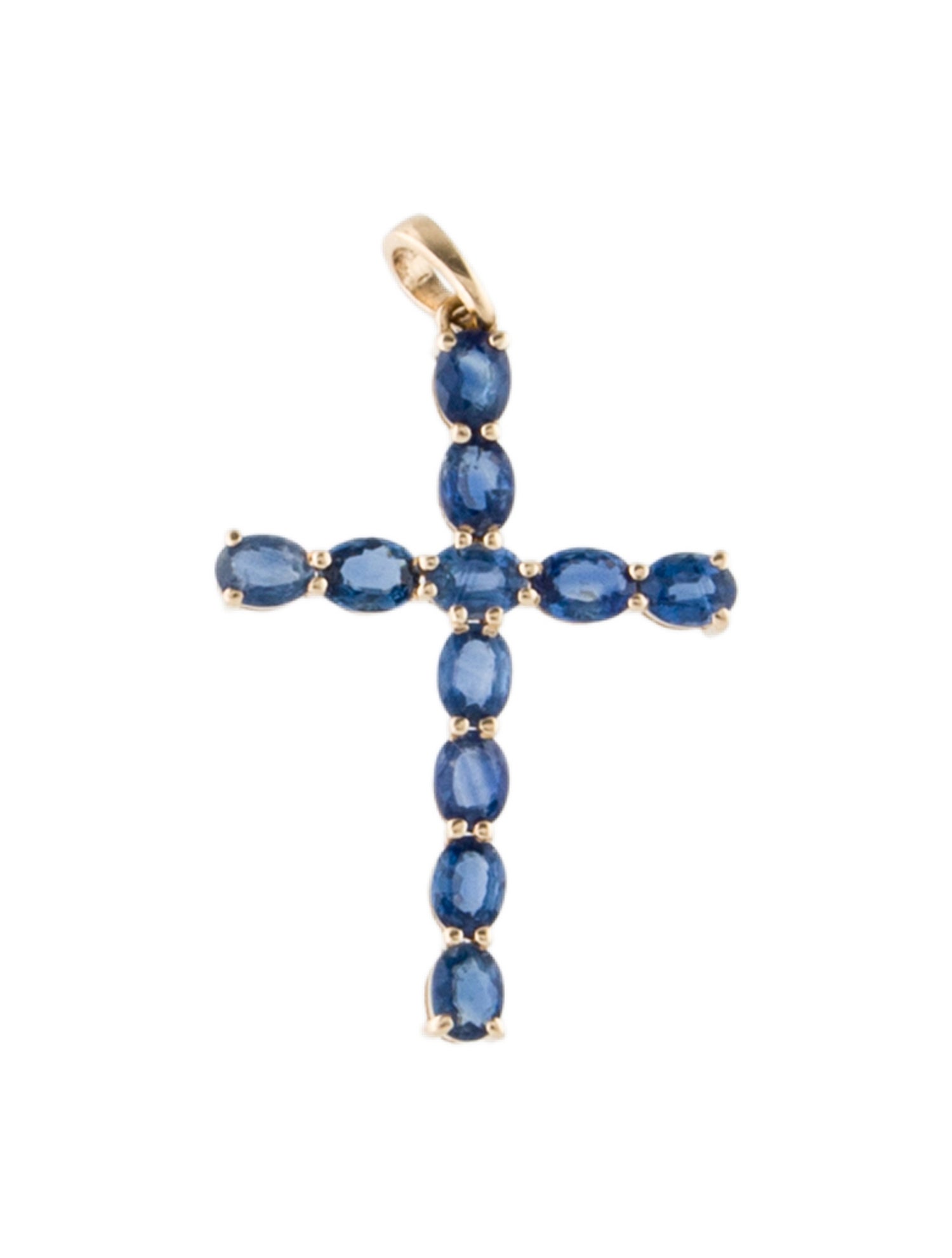 Jewelmak 14K 1.75ctw Sapphire Cross Pendant