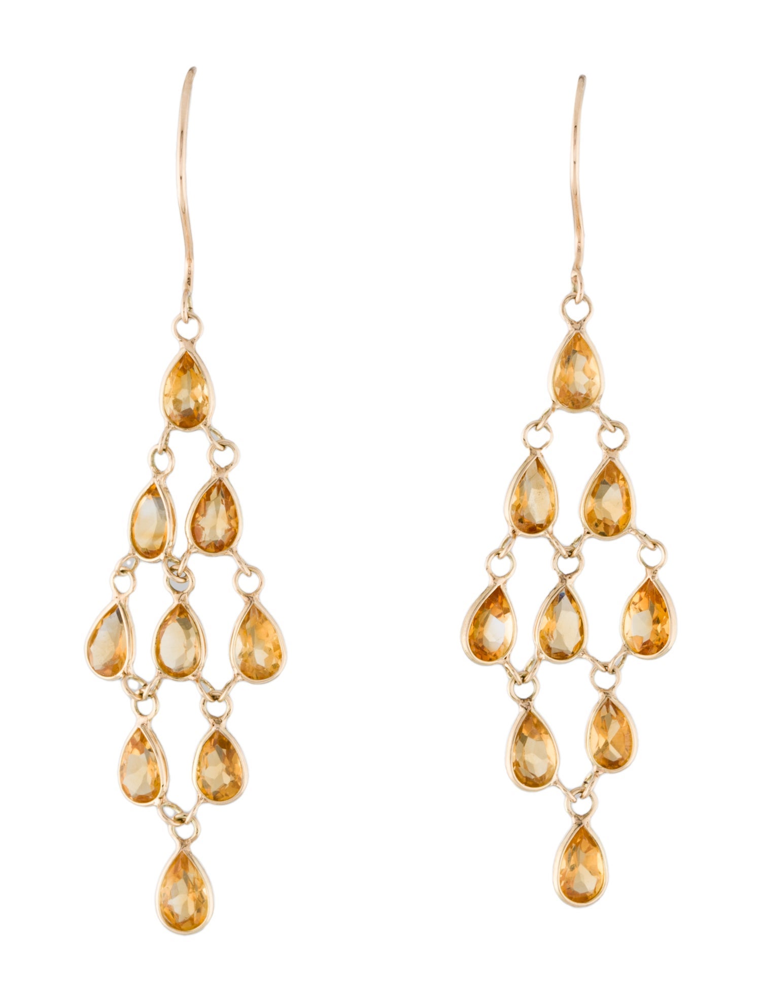 Jewelmak 14K 3.50ctw Citrine Chandelier Earring