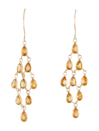 Jewelmak 14K 3.50ctw Citrine Chandelier Earring