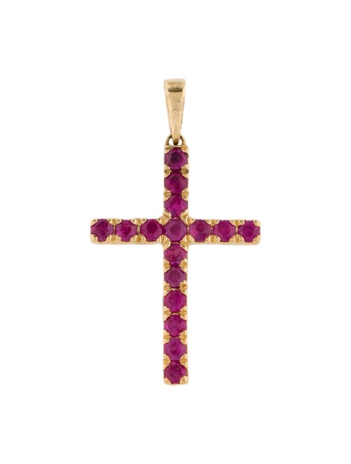 Jewelmak 14K Ruby Cross Pendant