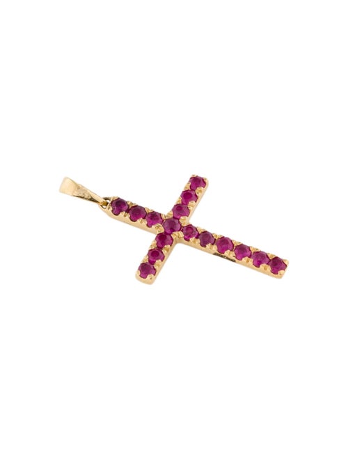 Jewelmak 14K Ruby Cross Pendant