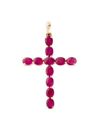 Jewelmak 14K 2.71ctw Ruby Cross Pendant