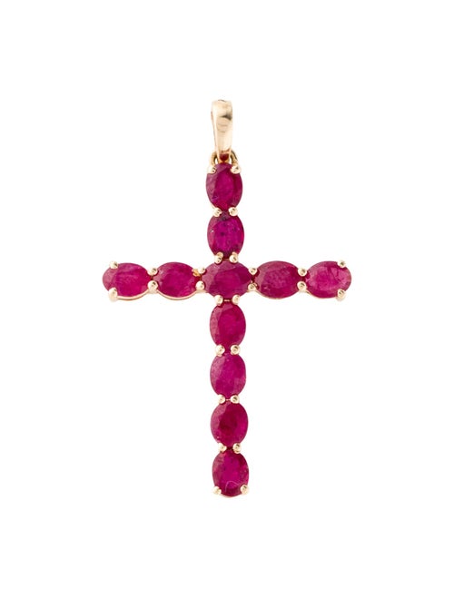 Jewelmak 14K 2.71ctw Ruby Cross Pendant