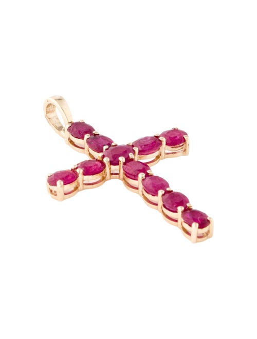 Jewelmak 14K 2.71ctw Ruby Cross Pendant