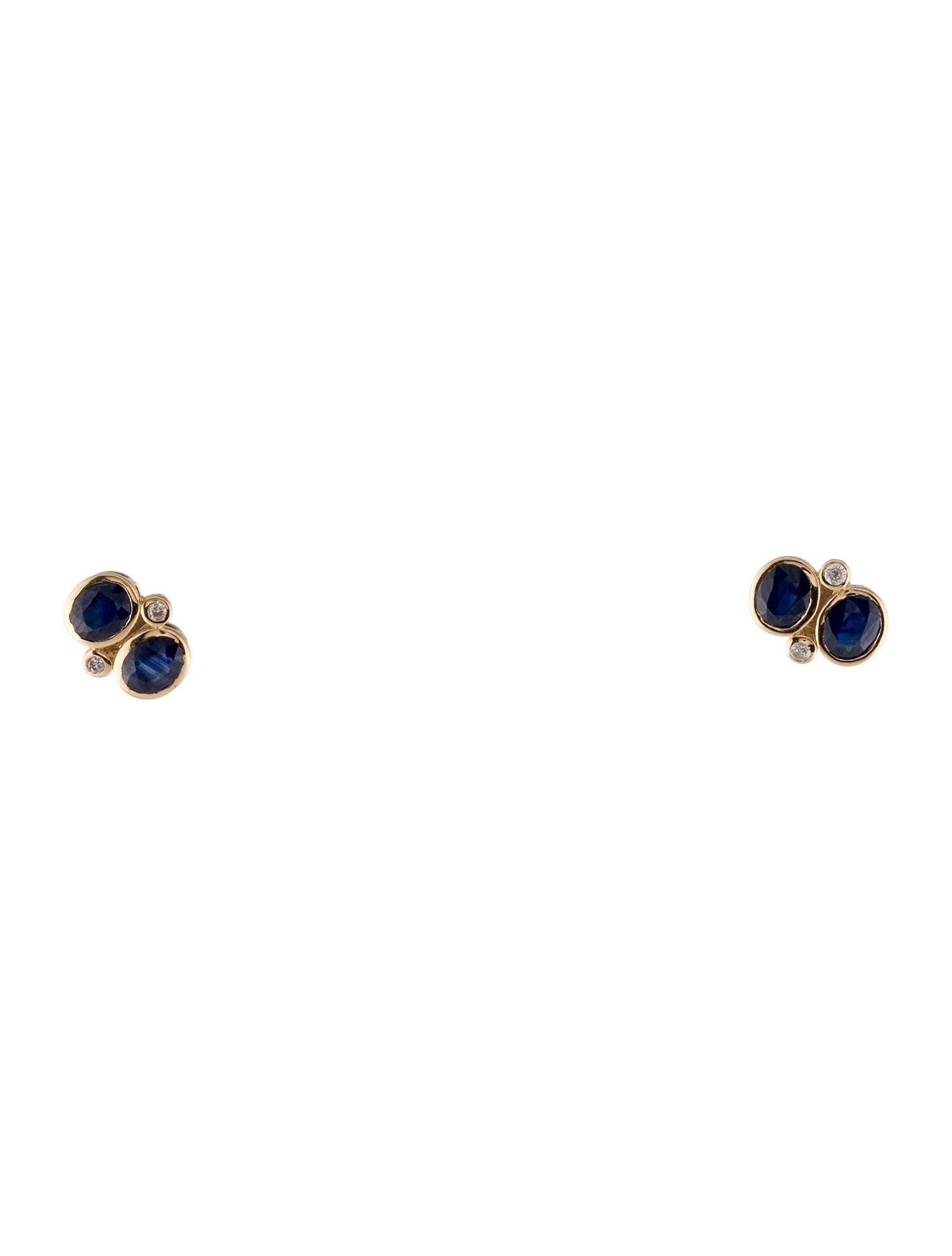 Jewelmak 18K 1.40ctw Sapphire & Diamond Stud Earrings