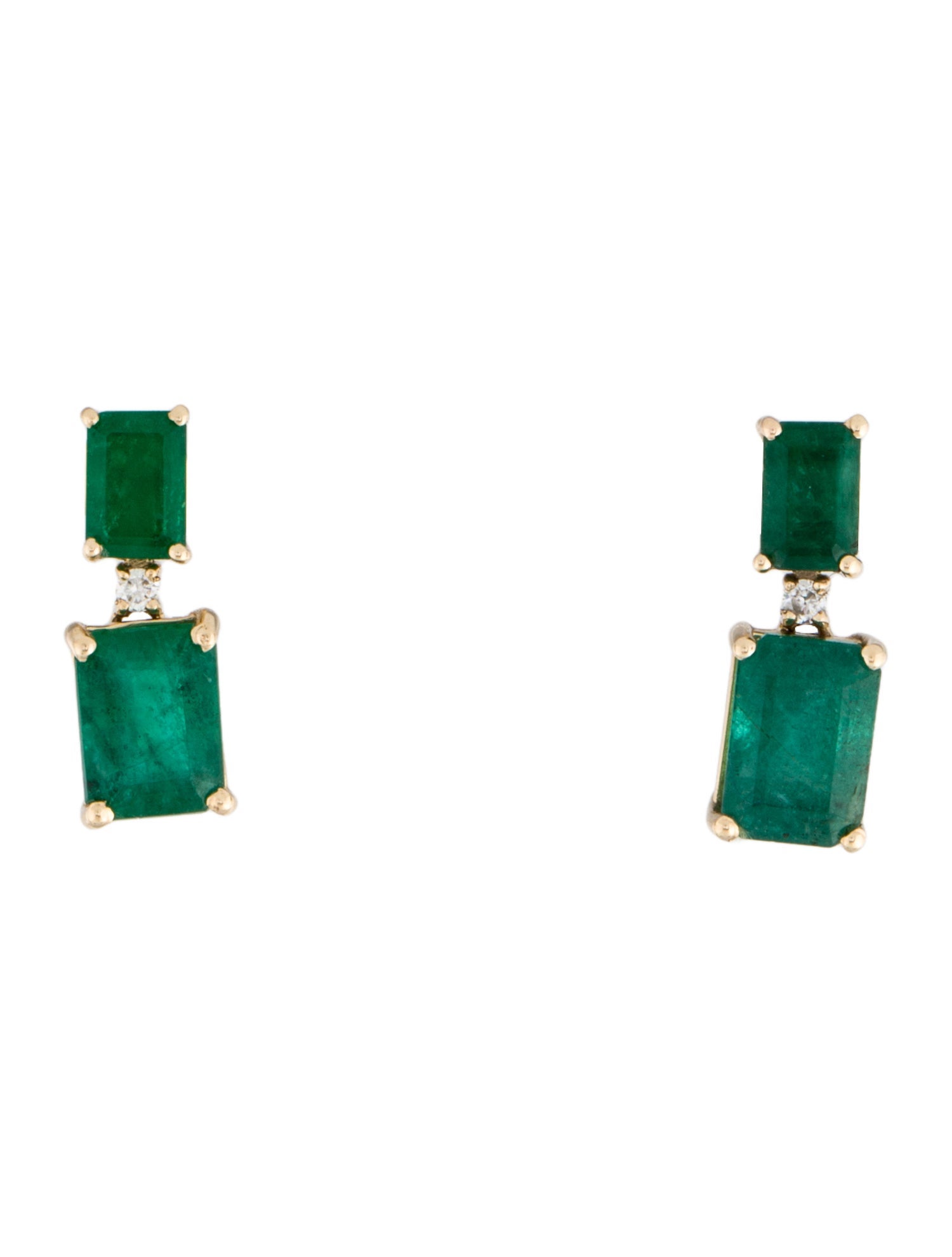 Jewelmak 14K Emerald & Diamond Drop Earrings