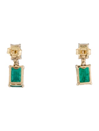 Jewelmak 14K Emerald & Diamond Drop Earrings
