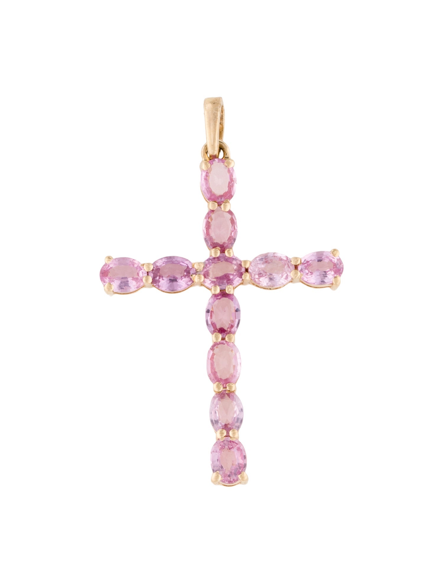 Jewelmak 14K Pink Sapphire Cross Pendant