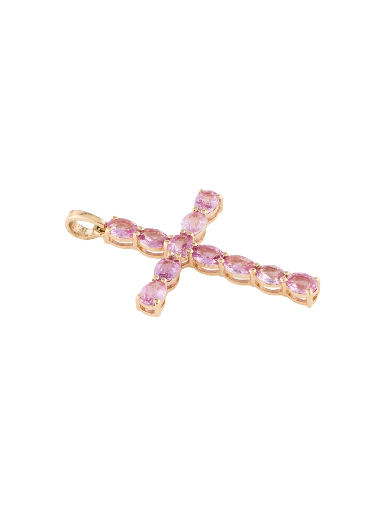 Jewelmak 14K Pink Sapphire Cross Pendant