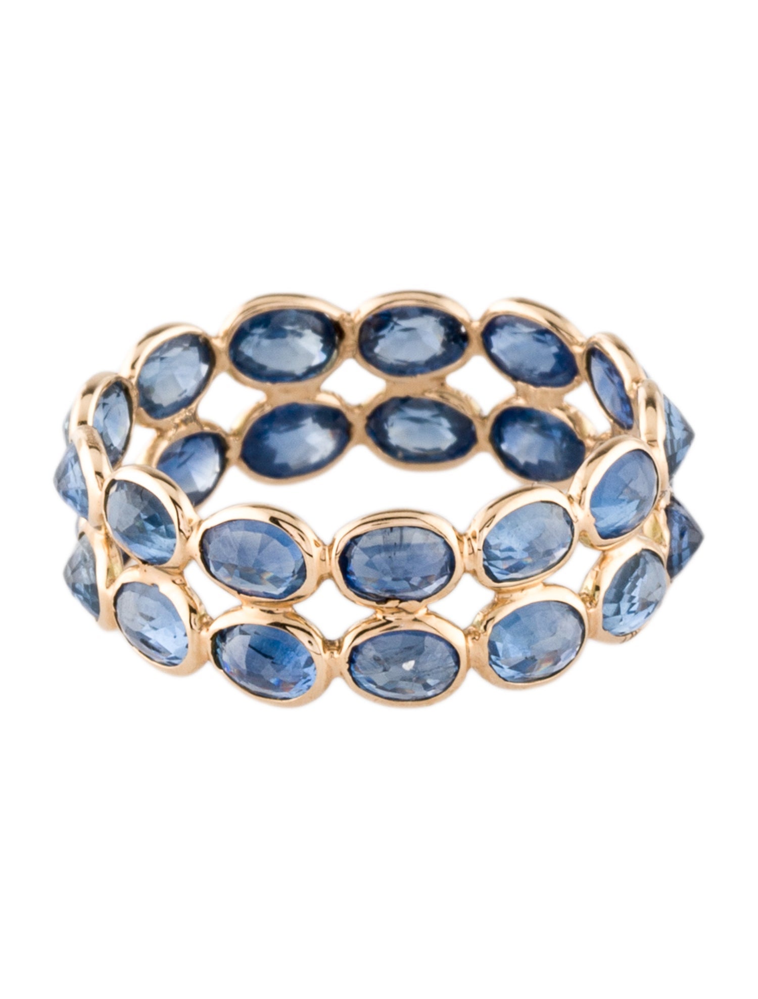 Jewelmak 14K 5.88ctw Sapphire Double-Row Band