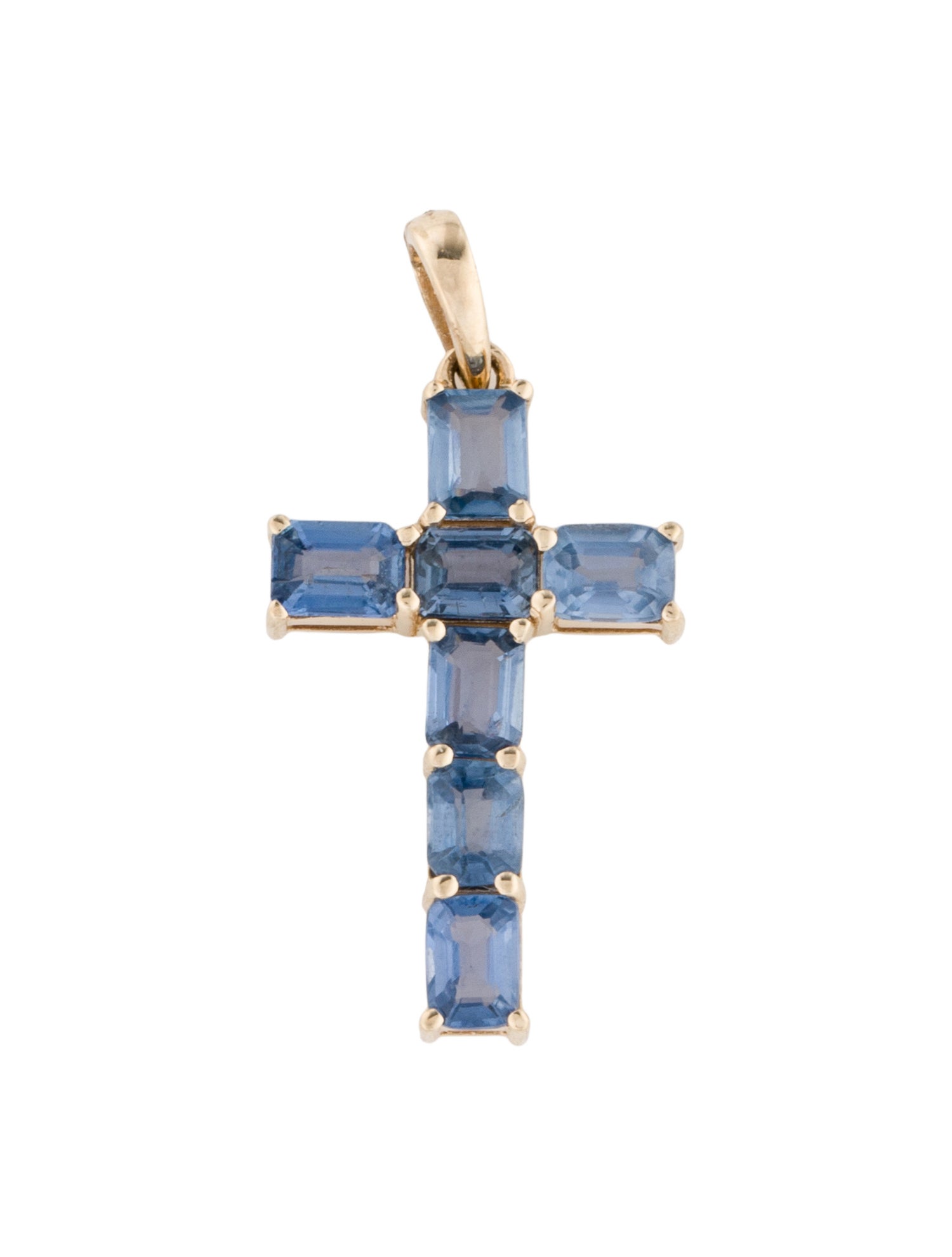Jewelmak 14K 1.89ctw Sapphire Cross Pendant