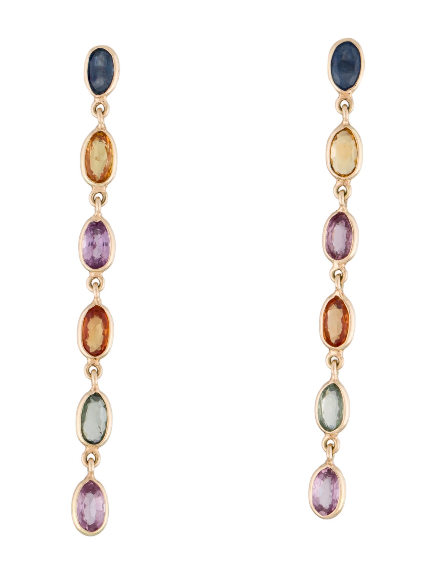 Jewelmak 14K 2.37ctw Sapphire Drop Earrings