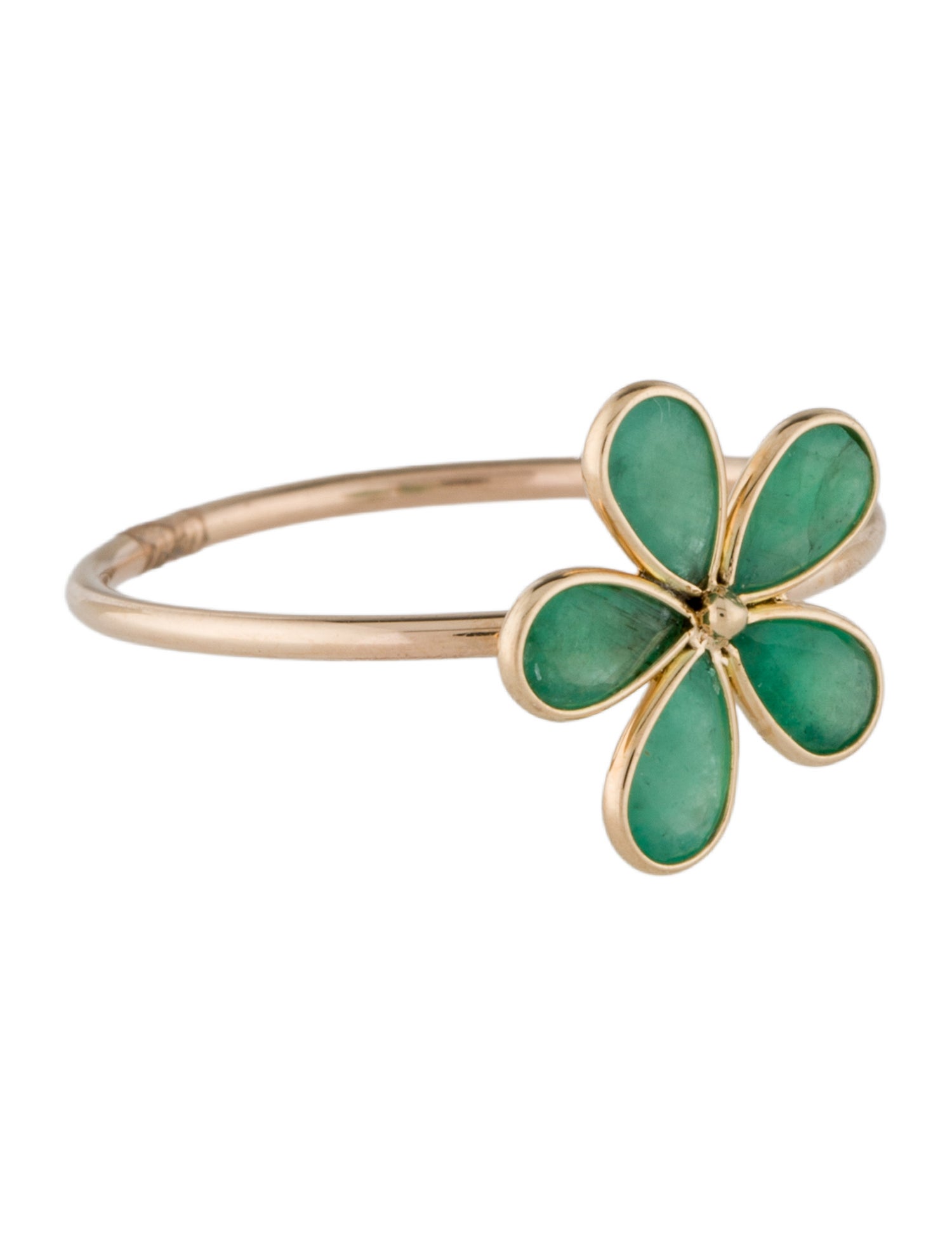 Jewelmak 14K Emerald Flower Ring