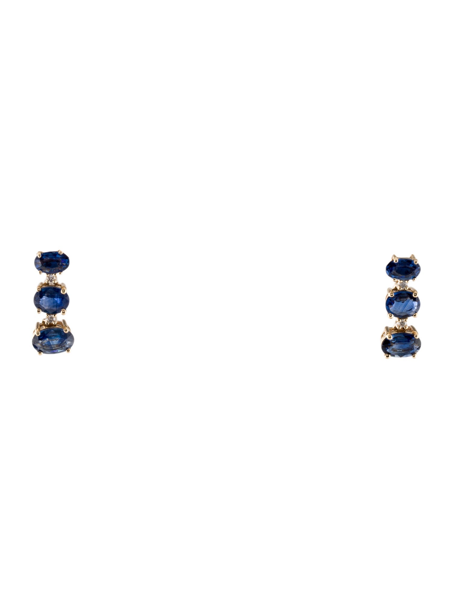 Jewelmak 14K 2.20ctw Sapphire & Diamond Drop Earrings
