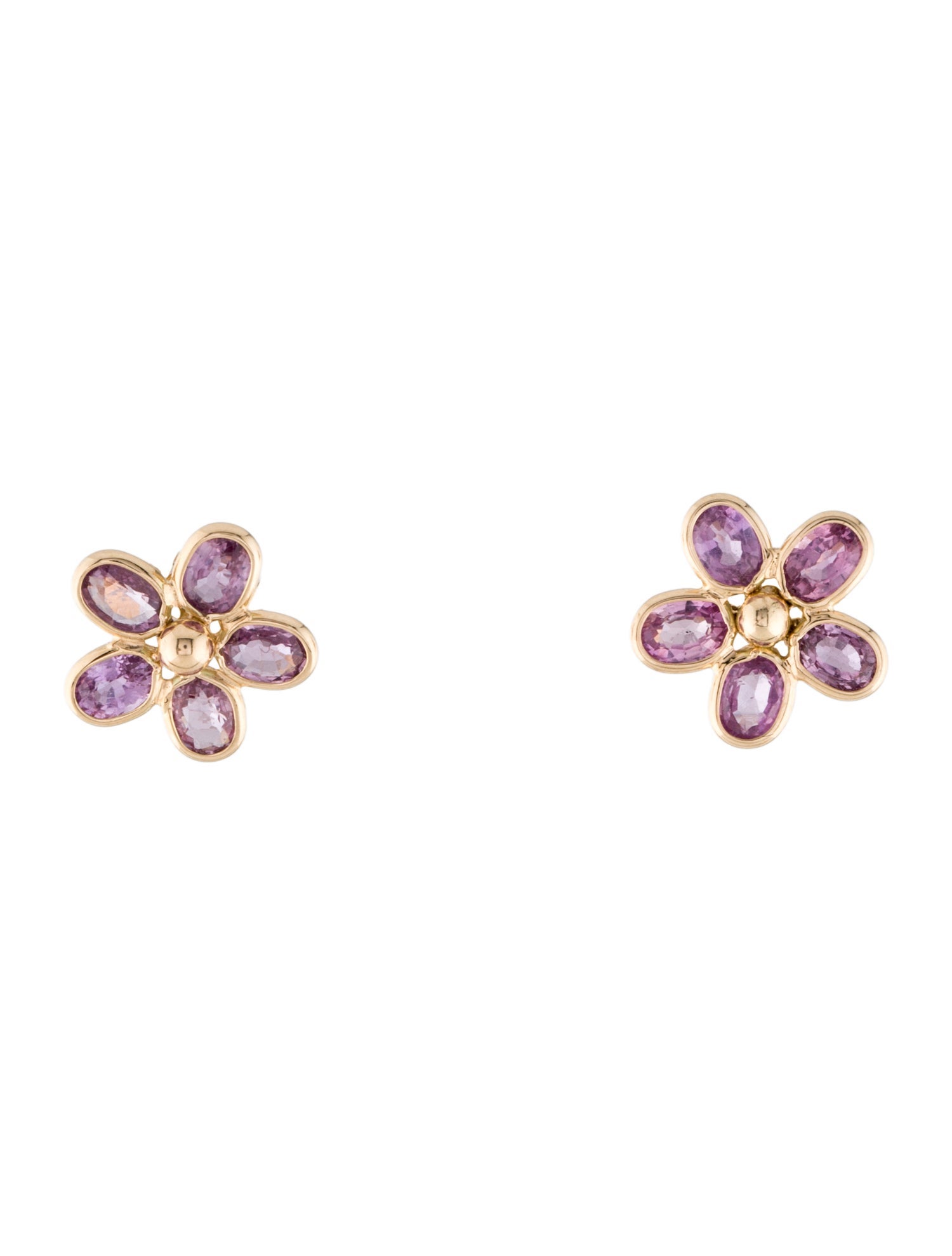 Jewelmak 14K 1.60ctw Sapphire Flower Stud Earrings