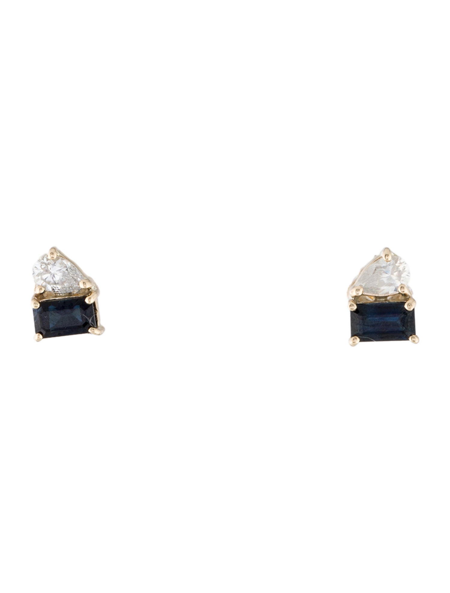 Jewelmak 14K Sapphire & Diamond Stud Earrings