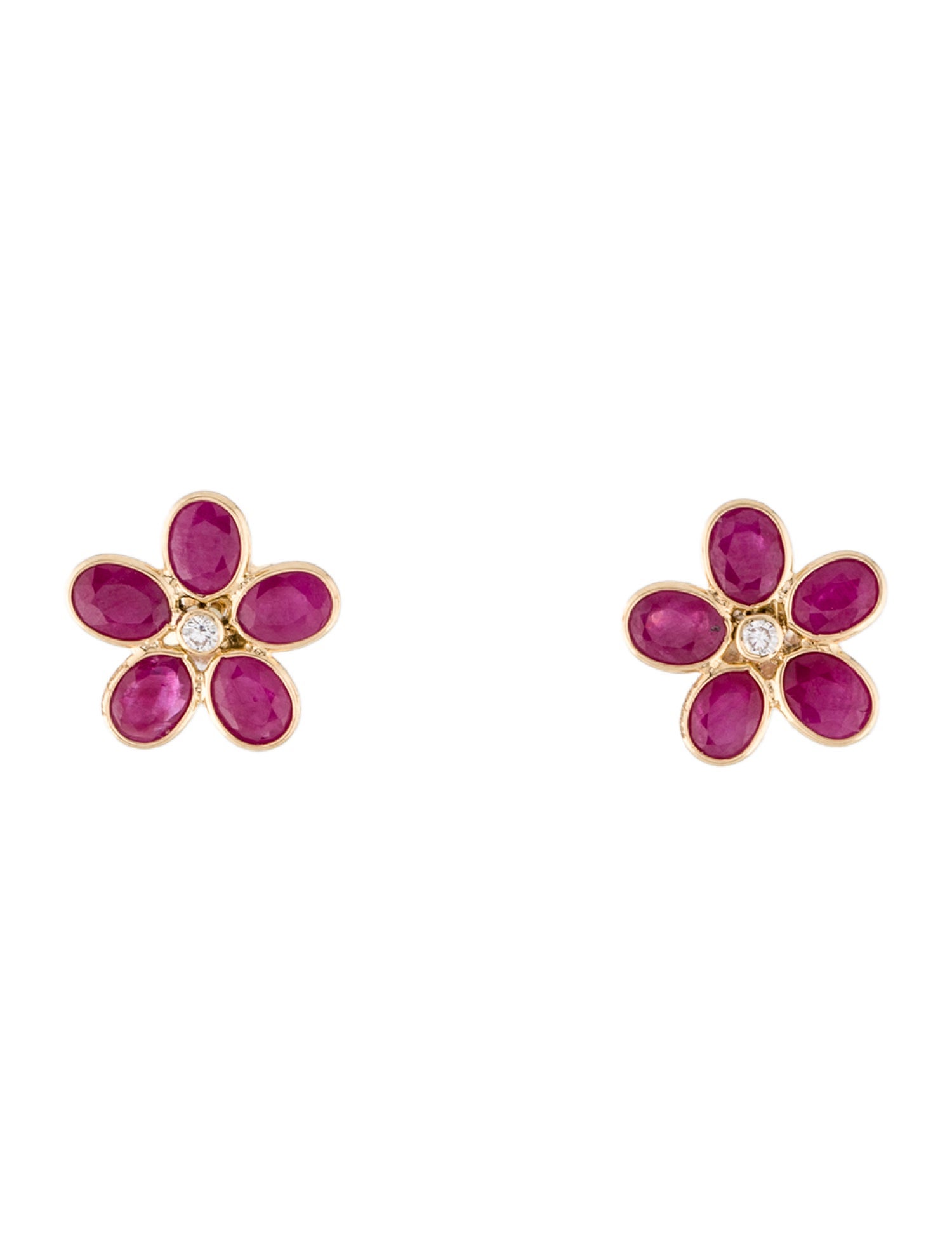 Jewelmak 18K 2.60ctw Ruby & Diamond Stud Earrings