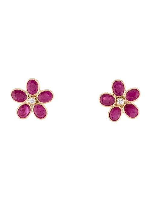 Jewelmak 18K 2.60ctw Ruby & Diamond Stud Earrings