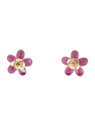 Jewelmak 18K 2.60ctw Ruby & Diamond Stud Earrings