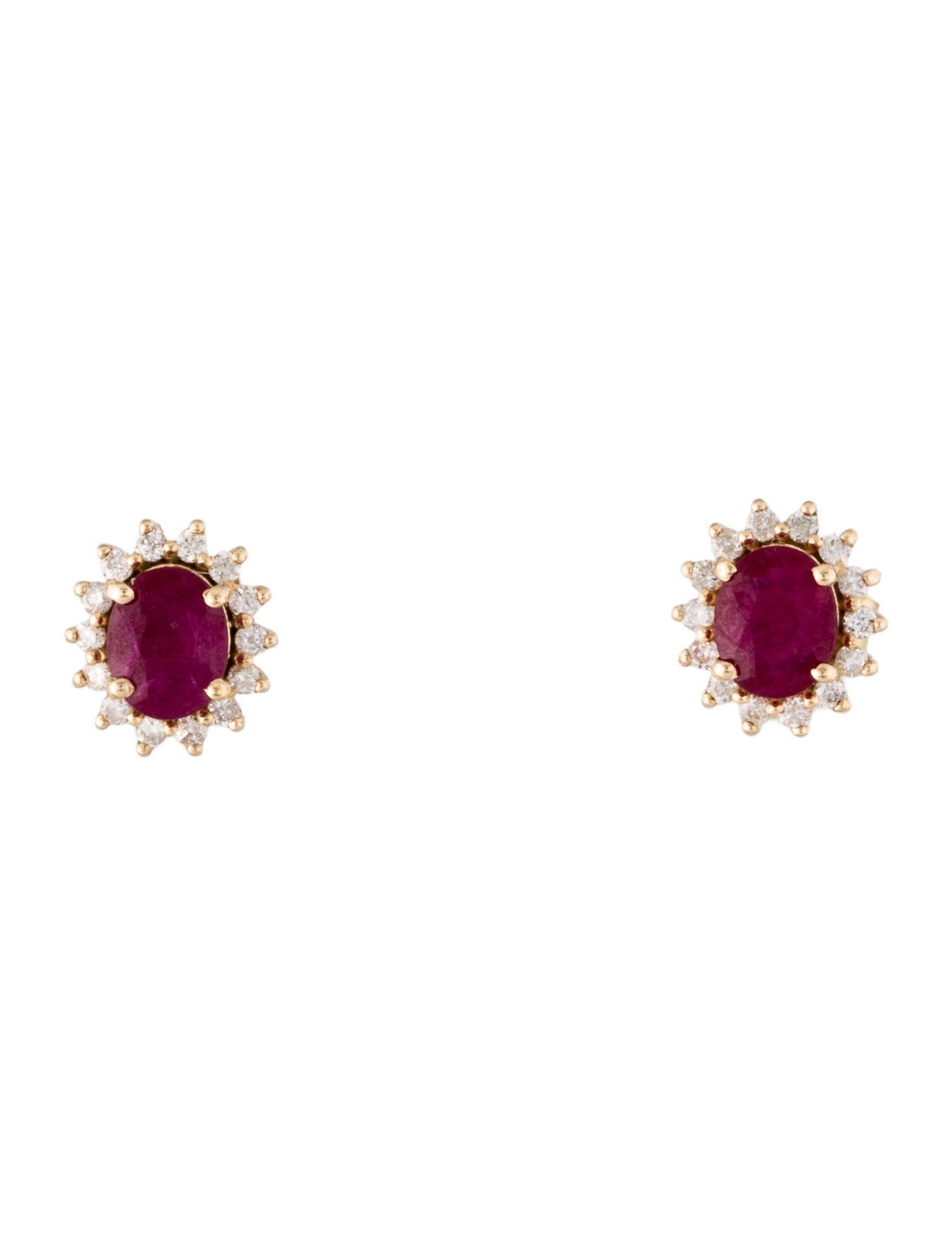 Jewelmak 14K 1.07ctw Ruby & Diamond Stud Earrings