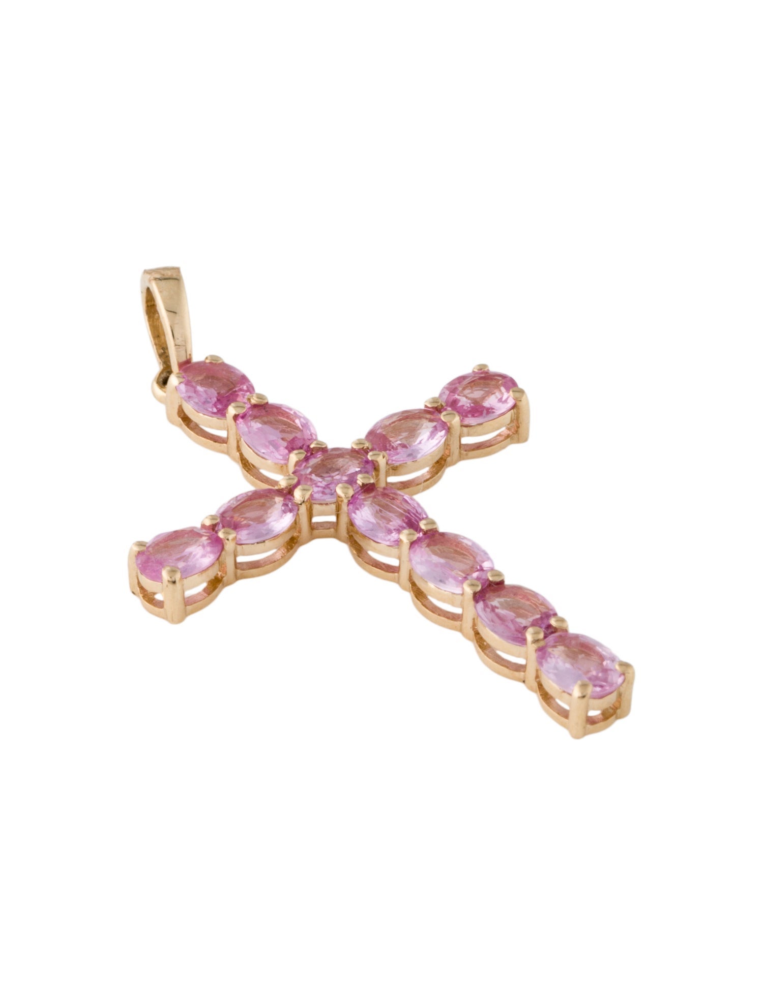 Jewelmak 14K 1.74ctw Sapphire Cross Pendant