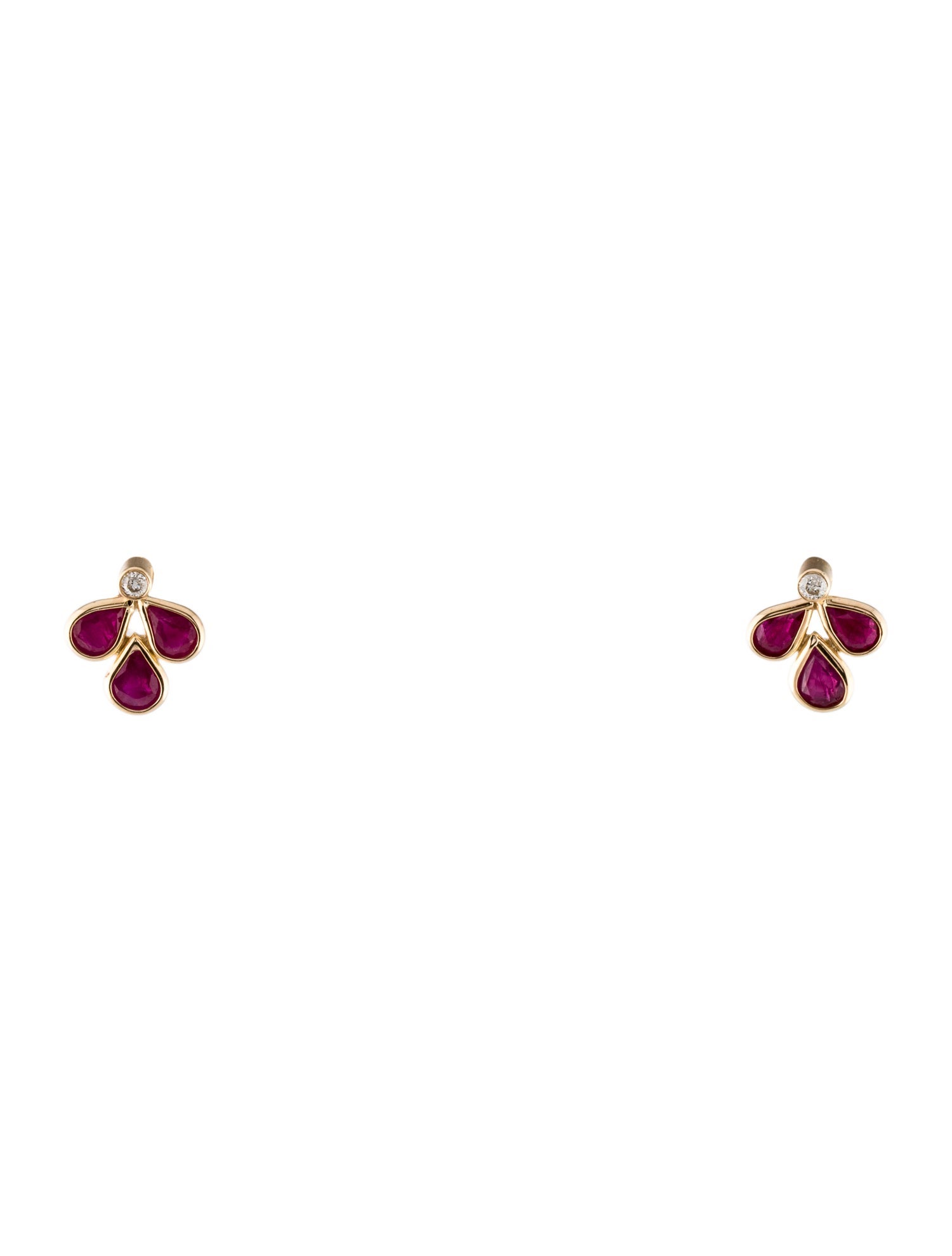Jewelmak 14K 1.56ctw Ruby & Diamond Stud Earrings